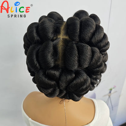 Braids SENSE Natural Color 6Inch Transparent Full Lace Braided Wigs Short Cute Handmade Bantu Synthetic Braided Lace Wigs Knotless Braids Wig