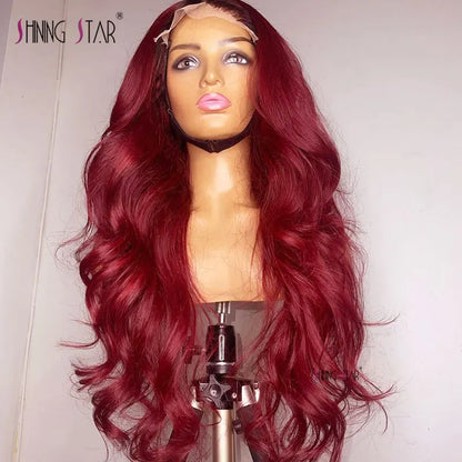 Lace wigs Colored Burgundy Lace Front Wig Red 99J 13X4 Hd Lace Frontal Wigs Human Hair 30 Inch Body Wave Lace Front Wig Curly Hair Weave