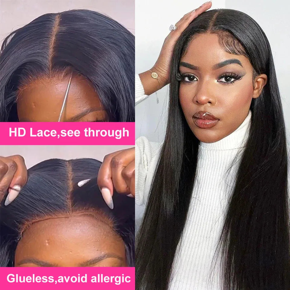 Lace wigs 7x5 HD Wear And Go Glueless Human Hair Wig Remy Pre Plucked Brazilian Wig Straight 250 Density Glueless Human Hair Wig For Women