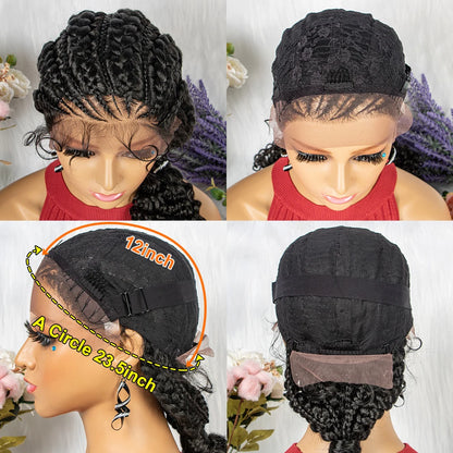 Braids SENSE Lace Frontal Synthetic Braided Wigs Lace Front Braided Ponytail Wig Natural Knotless with Baby Hair for Black Women Daily Use