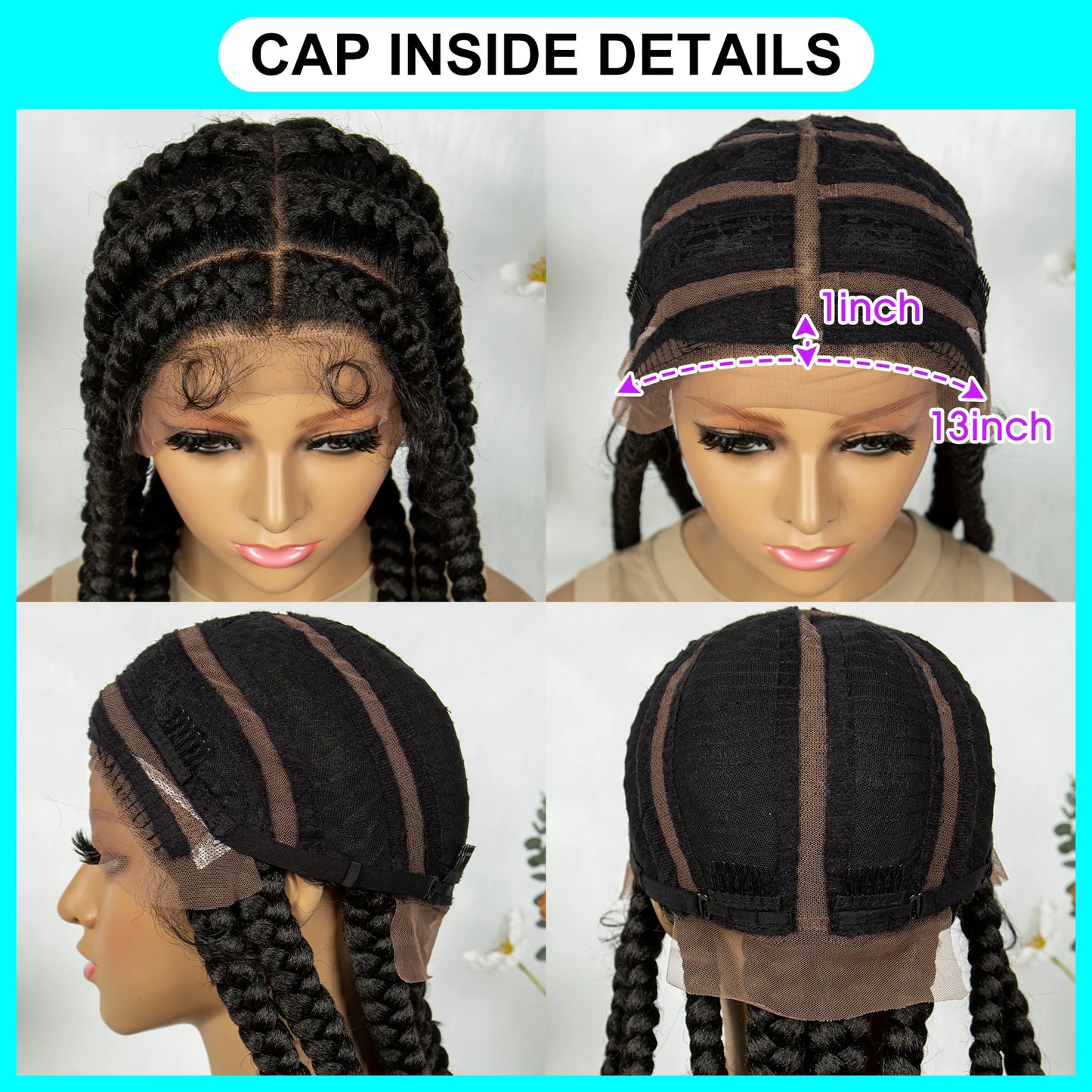 Braids SENSE Kima 13*1 Lace Frontal Wig Synthetic Cornrow Braided Wigs 8 Dutches For Black Women