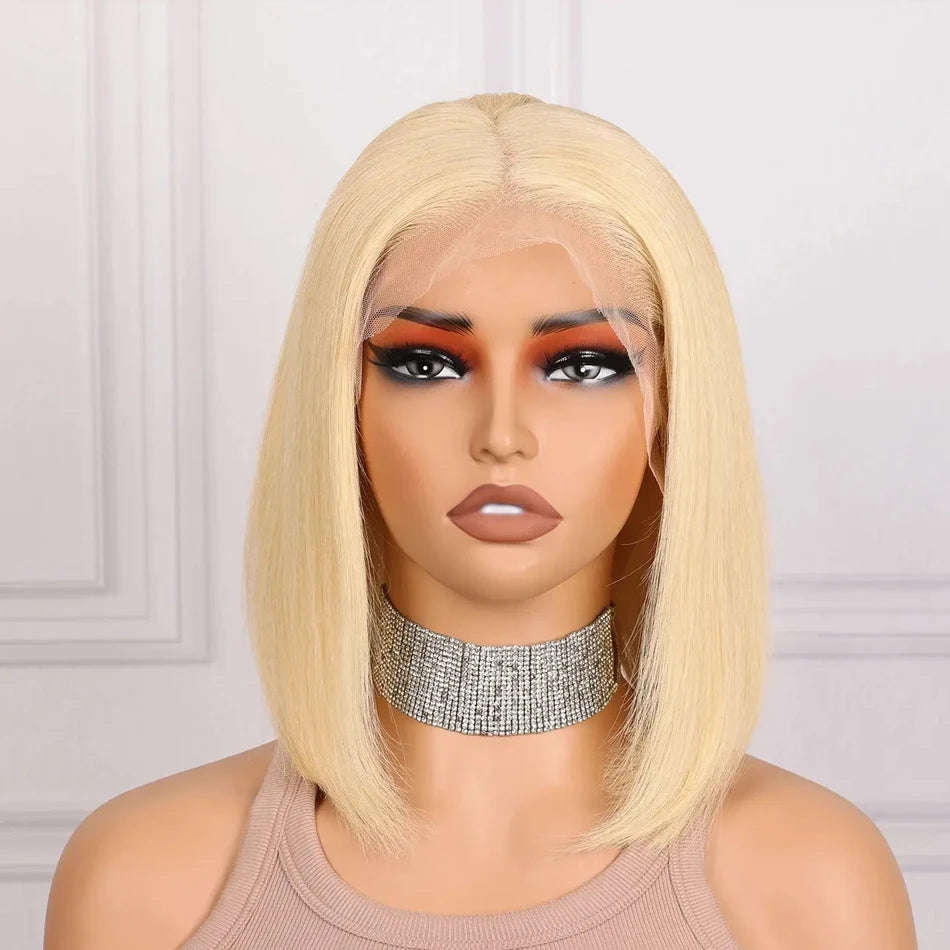 Short SENSE 13x4  613 Blonde BOB Ombre Lace Fornt Wig Short Straight Bob Braizilian Human Hair Wigs  Transparent Lace Frontal Wig Preplucked