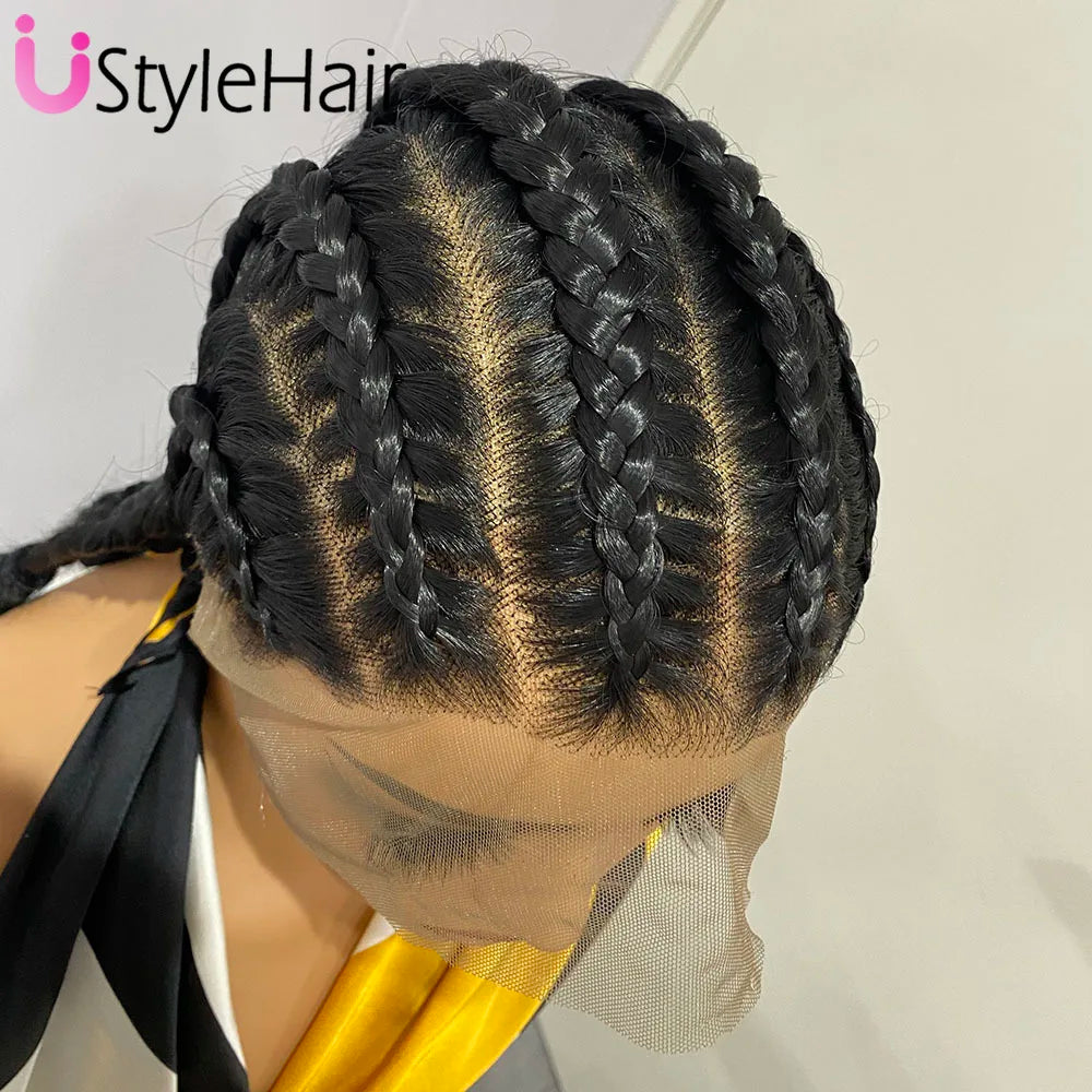 Braids SENSE Synthetic Full Lace Braids Wig for Black Women Shoulder Length Braided Lace Front Wigs Black Daily Used Wig Heat Resistant Hair