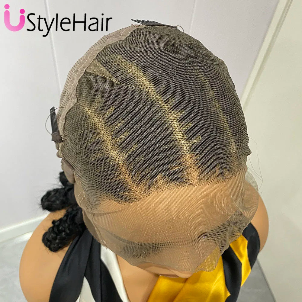 Braids SENSE Synthetic Full Lace Braids Wig for Black Women Shoulder Length Braided Lace Front Wigs Black Daily Used Wig Heat Resistant Hair