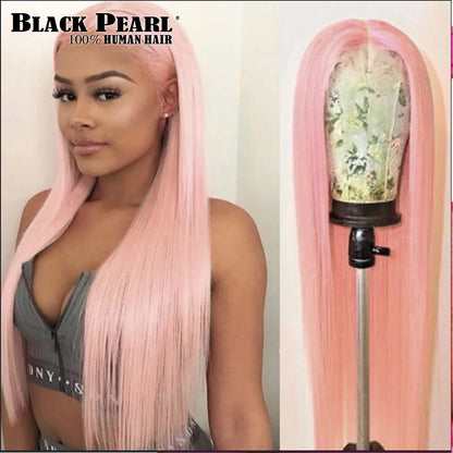 Lace wigs HD Transparent Lace Closure 14-28 inch Long Straight Brazilian Hair Wigs On Sale Pink Lace Front Wig Human Hair Wigs For Women