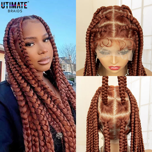 Braids SENSE Synthetic Full Lace Big Knotless Box Braided Wigs for Women 36 Inches Lace Frontal Cornrow Braiding Wig with Baby Hair