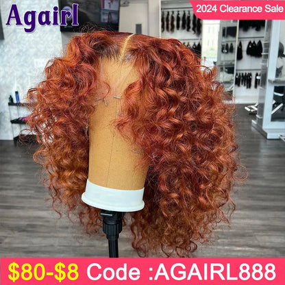 Short SENSE Orange Brown 13x6 Deep Curly Short Bob Human Hair Wigs 13x4 Water Wave Lace Frontal Bob Wigs Reddish Brown 5X5 Lace Closure Wigs