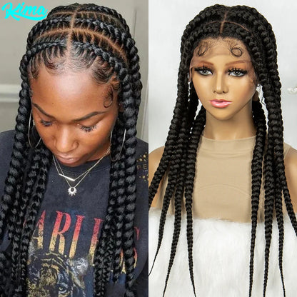 Braids SENSE Kima 13*1 Lace Frontal Wig Synthetic Cornrow Braided Wigs 8 Dutches For Black Women