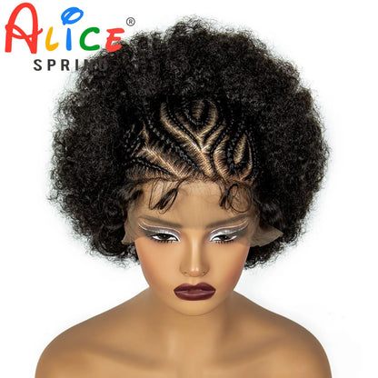 Braids SENSE Natural Afro Kinky Curly Braided Wigs Synthetic Transparent Lace Front Curly Braided Lace Wig With Baby Hair For Black Women