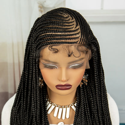 Braids SENSE 36 Inches Knotless Cornrow Braided Wigs Synthetic 13x6 Lace Front Braids Wig for Black Women Braiding Hair Wigs With Baby Hair