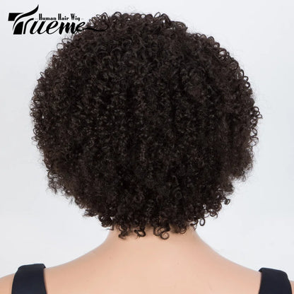 Short SENSE Trueme 180% Short Kinky Curly Bob Human Hair Wigs For Women Brazilan Black Ombre Highlight Brown Curly Human Hair Wig With Bangs