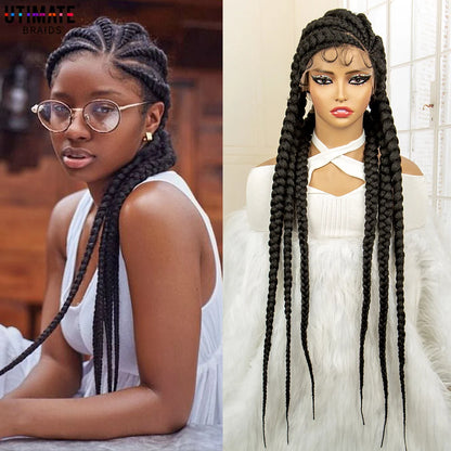 Braids SENSE 36 inches Synthetic Full Lace Wig for Black Women Braided Wig Lace Frontal Box Braids Wig Women Synthetic Braided