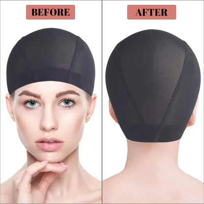 ACCESSORIES 6 Pcs Wig Cap For Wig Making Elastic Dome Mesh Wig Cap Women's Front Lace Wig Black