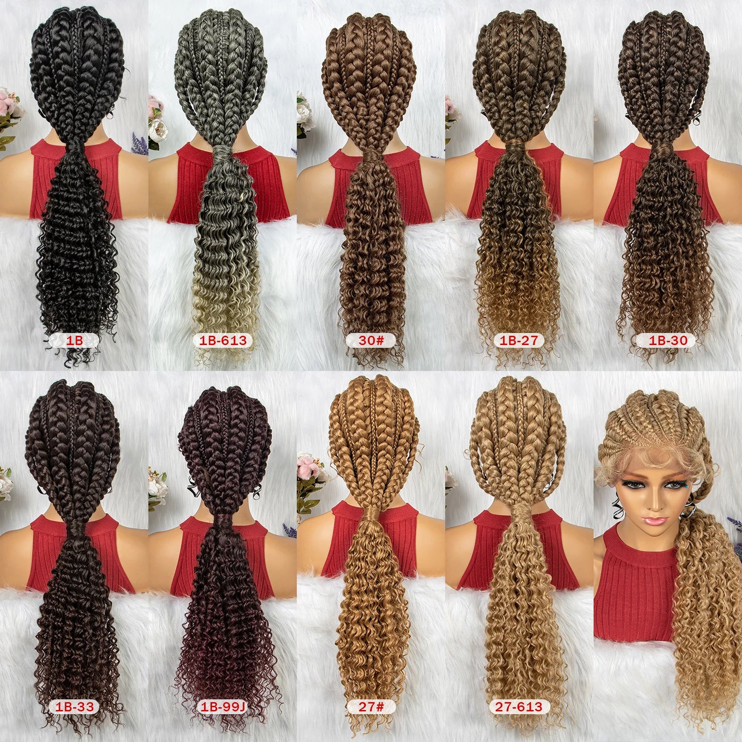 Braids SENSE Lace Frontal Synthetic Braided Wigs Lace Front Braided Ponytail Wig Natural Knotless with Baby Hair for Black Women Daily Use