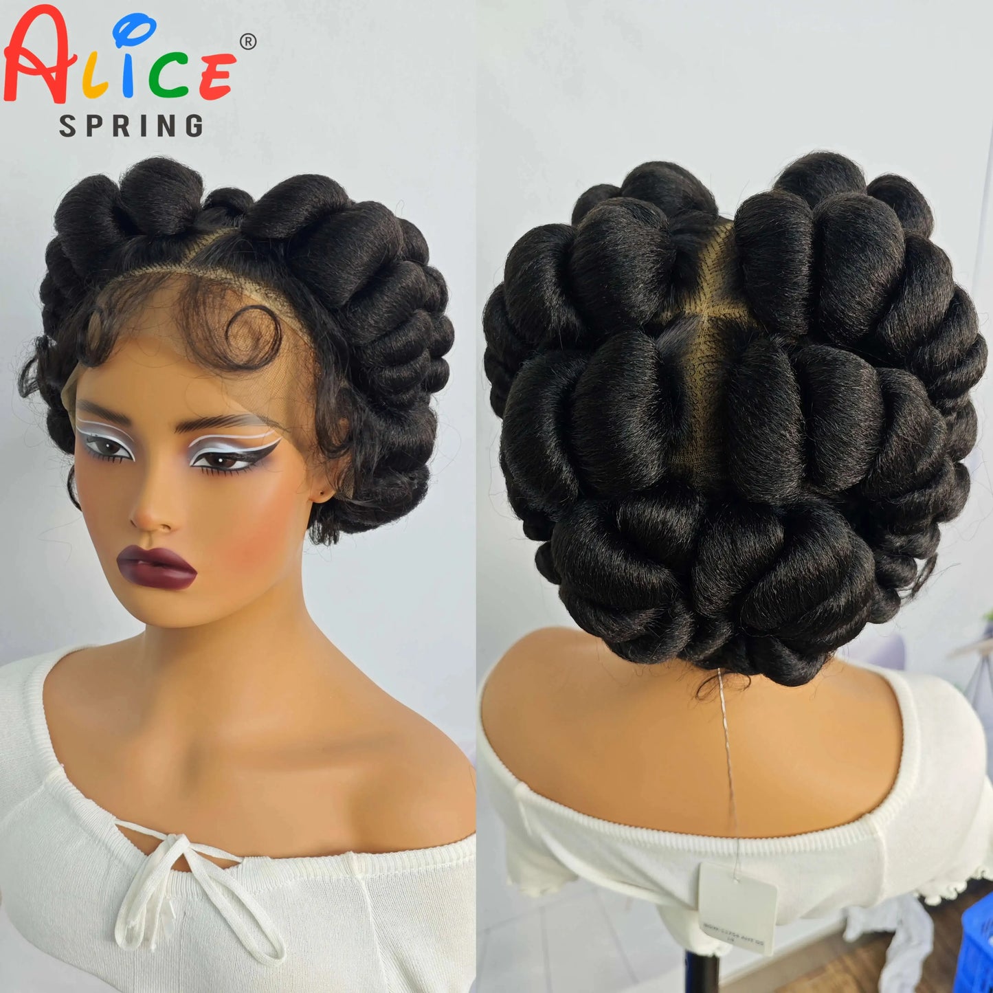 Braids SENSE Natural Color 6Inch Transparent Full Lace Braided Wigs Short Cute Handmade Bantu Synthetic Braided Lace Wigs Knotless Braids Wig