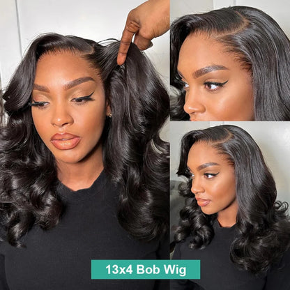 Short SENSE 13x4 Body Wave Lace Frontal Bob Wig Cheap Brazilain 100% Human Hair Virgin Wigs Remy 4x4 Bob HD Lace Closure Wig For Women Loose