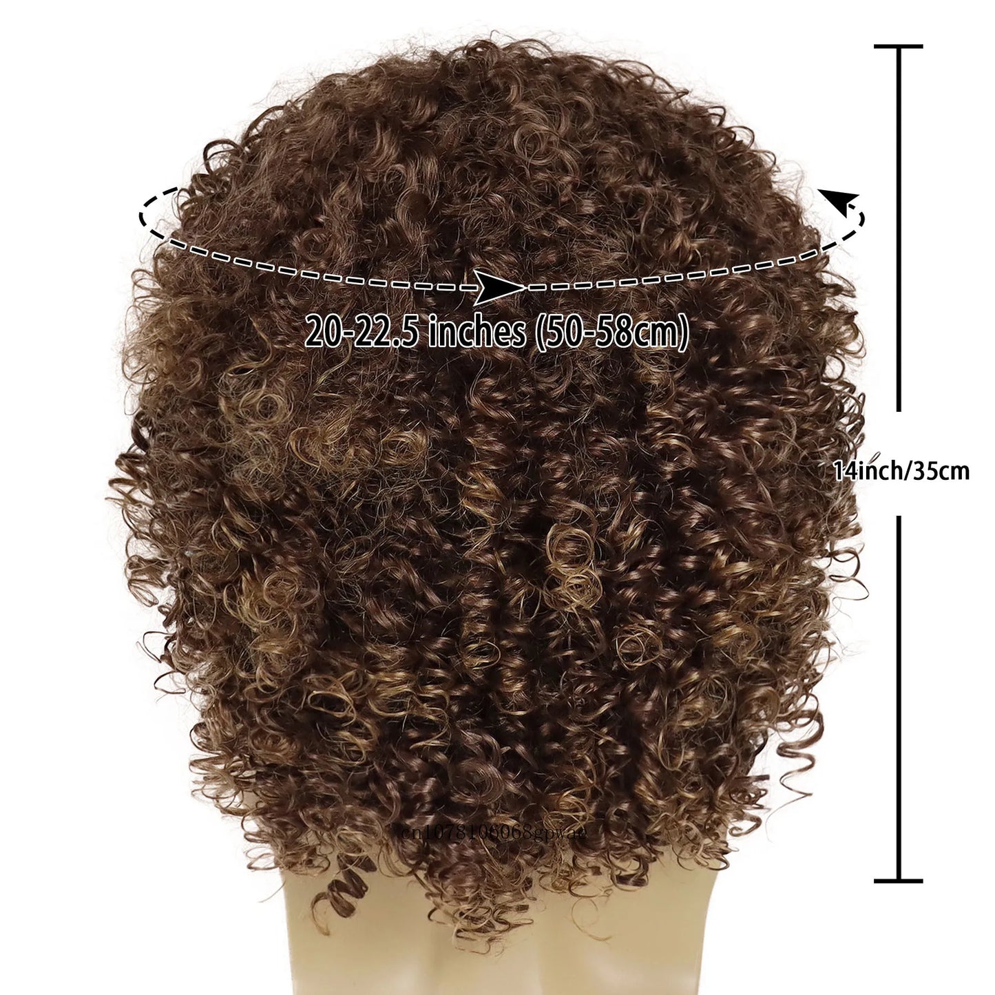 MEN'S SENSE BEAUTY Afro Kinky Curly Wigs for Men Synthetic Brown Wig with Bangs Natural Fluffy Elastic High Temperature Fiber Man Daily Cosplay