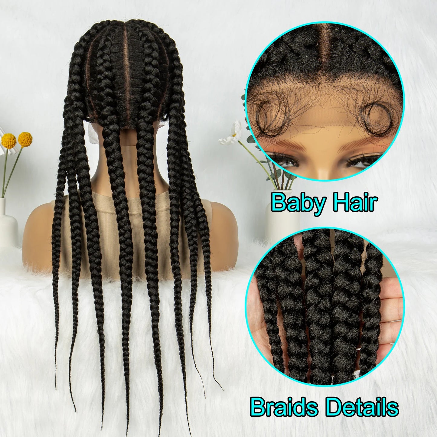 Braids SENSE Kima 13*1 Lace Frontal Wig Synthetic Cornrow Braided Wigs 8 Dutches For Black Women