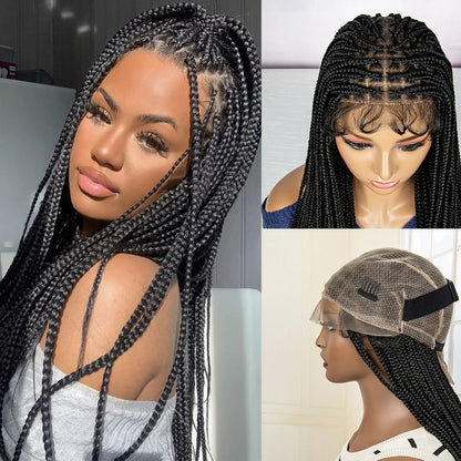 Braids SENSE Full Lace Micro Braids Wigs Synthetic Box Braided Wigs with Baby Hair Lace Wigs Synthetic Lace Front Wigs 24 Inches Braiding Wig