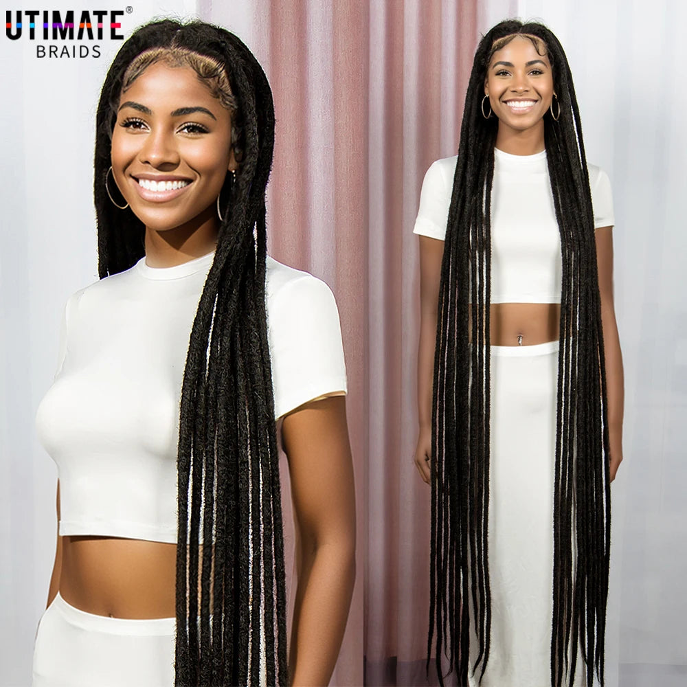 Braids SENSE 60 Inches Full Lace Synthetic Braided Wigs Lace Wigs Dreadlock Wigs for Black Women Crochet Wigs Faus Locs Braided Wigs