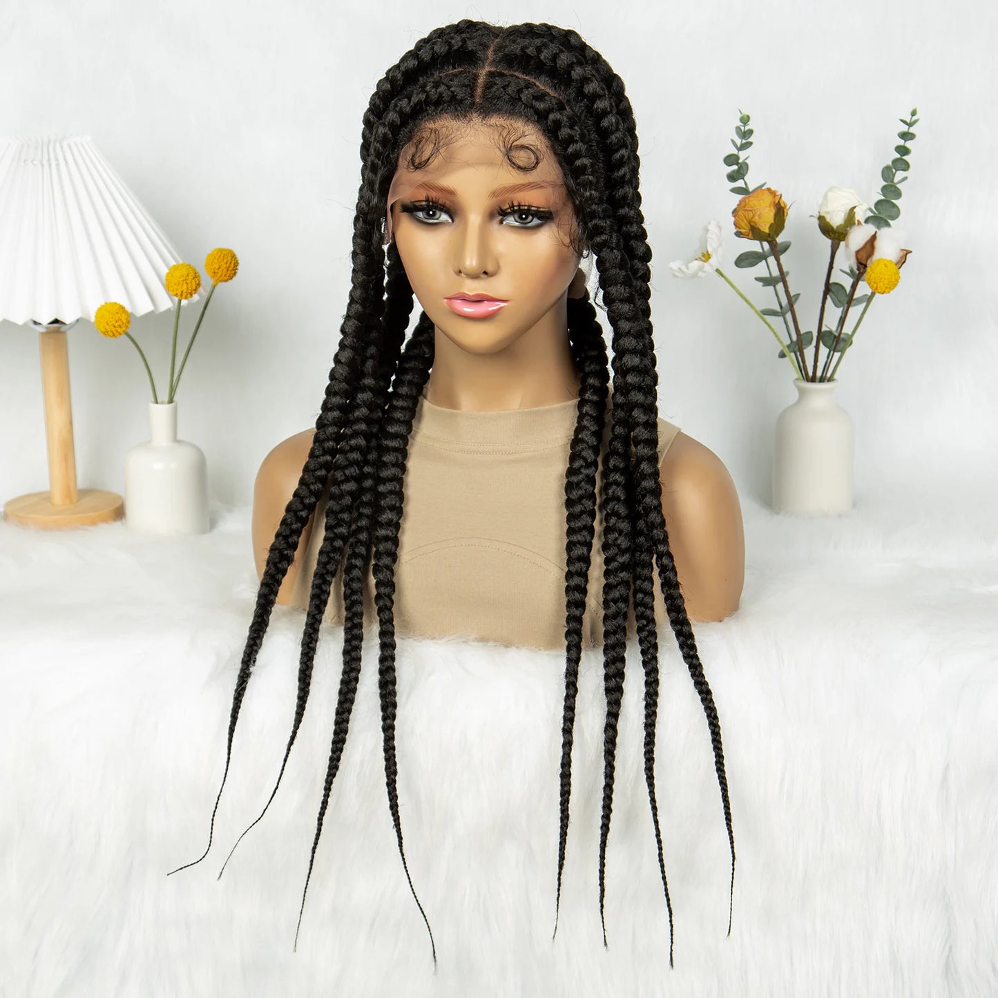 Braids SENSE Kima 13*1 Lace Frontal Wig Synthetic Cornrow Braided Wigs 8 Dutches For Black Women