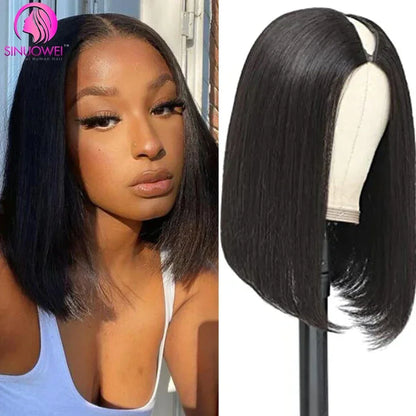 Short SENSE Short V Part Bob Wigs for Women Straight Short Human Hair Wigs No Glue U Part Wig Brazilian Short Bob Wigs Human Hair