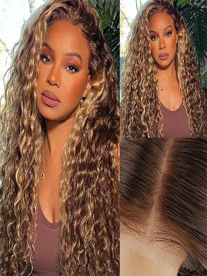 Lace wigs Deep Wave Wig Human Hair Glueless Wig 180 Density Human Hair Ready To Wear Highlight Wig Human Hair Curly Lace Front Human Hair