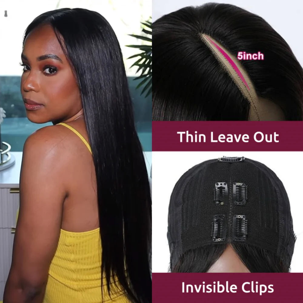 Lace wigs Beauty Forever Straight V Part Human Hair Wig Protective Style U Part Wigs No Lace No Gel Quick Weave V Shape Glueless Wig