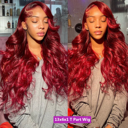 Lace wigs Water Wavy 99J Burgundy 13x4 HD Lace Front Wigs Human Hair Body Wave Lace Front Wigs Human Hair Pre Plucked Bleached Knots Wigs