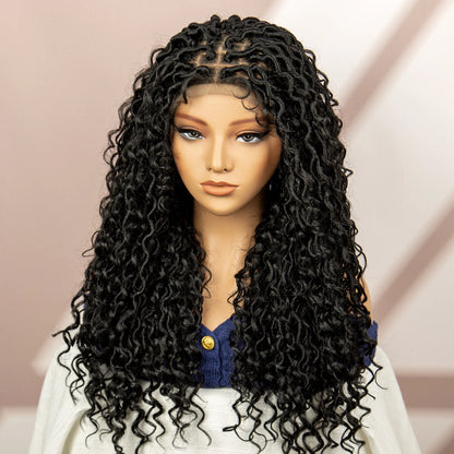 Braids SENSE Lace Front Braided Wigs Twisted Braiding Hair Wigs 26 Inches Box Braids Wigs with Baby Hair for Black Women Natural Color Braids