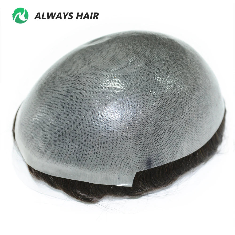 MEN'S SENSE BEAUTY OS25 - Thin Skin Toupee Indian Hair Wigs for Man Hair Density 100% 110% 130% 1/8" V Loop Front and Knot Hair Prosthesis System