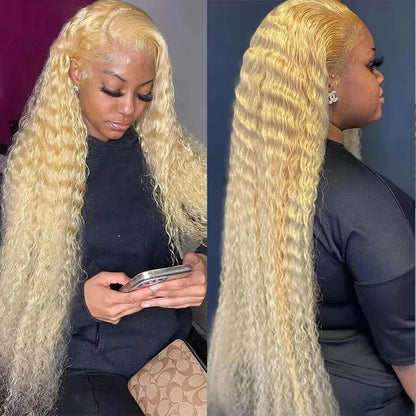 Lace wigs Lace wigs 613 Malaysian Curly Human Hair Weave Bundle 28 inch Remy Deep Wave Platinum Blonde Hair 1 3 4 Bundle Deals Free Shipping