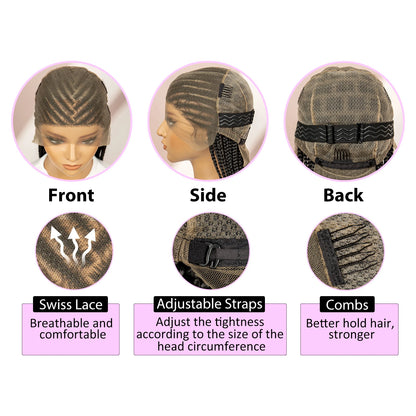 Braids SENSE Full Lace Synthetic Braided Wigs Lace Frontal Box Braids Wigs with Baby Hair 36 Inches for Black Women Daily Use Natural Look