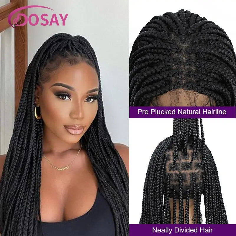 Braids SENSE Synthetic Long Box Braided Wigs Knotless Lace Frontal Cornrow Braids Wig Goddess Full Lace Front Braided Wigs For Black Women