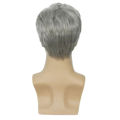 MEN'S SENSE BEAUTY Sylhair Men Wigs Short Silver Gray Wig Male Guy Short Layered Cosplay Costume Party Synthetic Heat Resistant Natural Hair