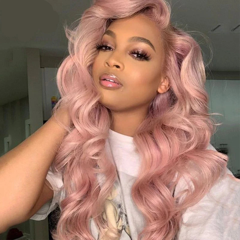 Lace wigs HD Transparent Lace Closure 14-28 inch Long Straight Brazilian Hair Wigs On Sale Pink Lace Front Wig Human Hair Wigs For Women