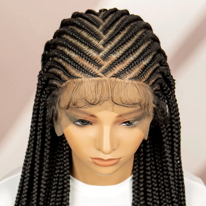 Braids SENSE Full Lace Synthetic Braided Wigs Lace Frontal Box Braids Wigs with Baby Hair 36 Inches for Black Women Daily Use Natural Look