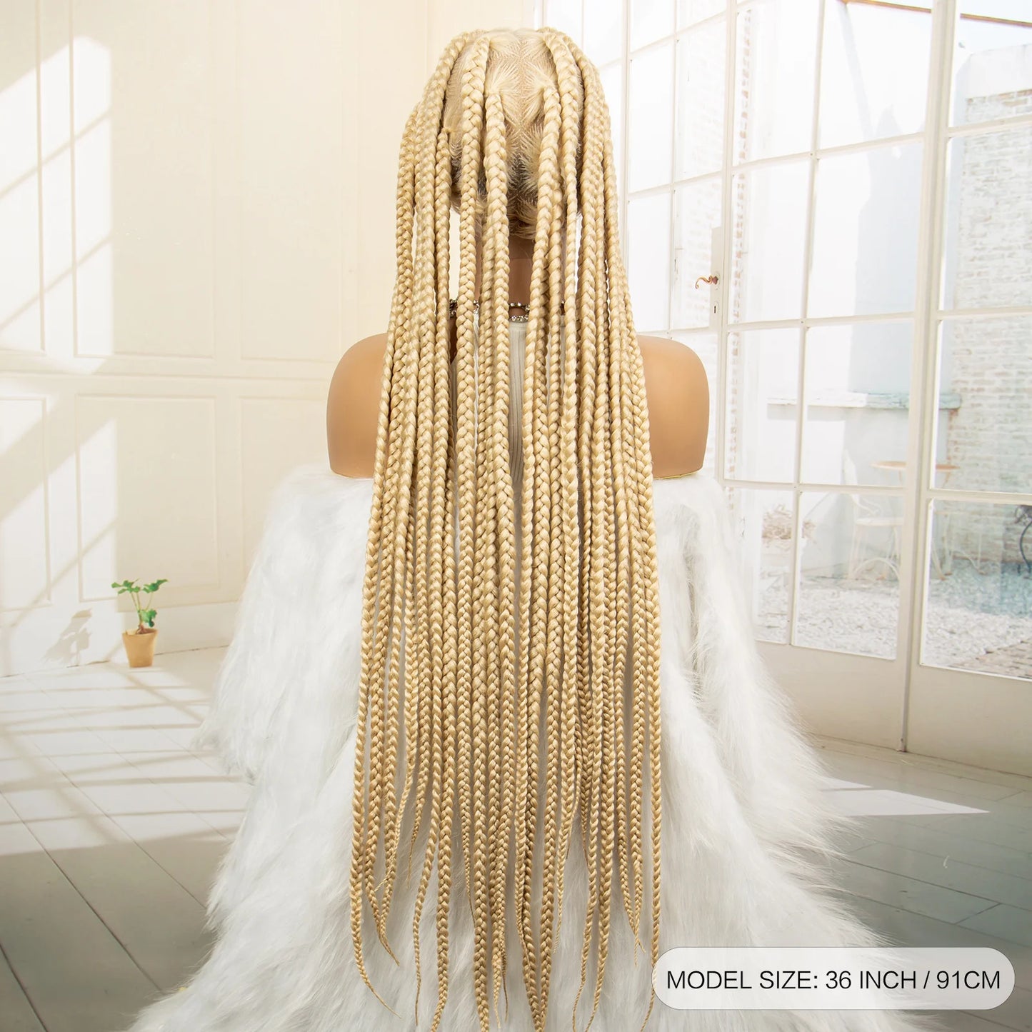 Braids SENSE Synthetic Full Lace 613# Blonde Braided Wigs for Black Women Knotless Box Braiding Wig Twist Cornrow Braids Wig with Baby Hair