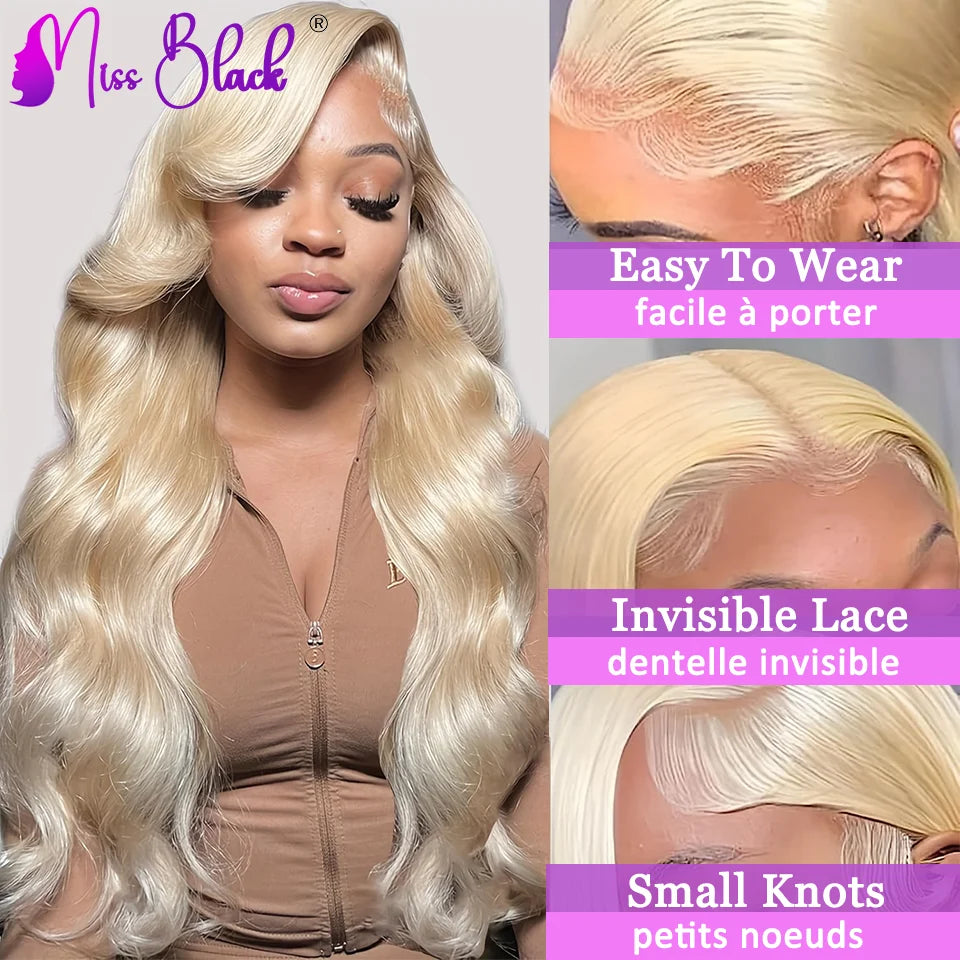 Lace wigs 613 Blonde Hair Weave Body Wave 13x4 HD Transparent Lace Frontal Wigs 34 Inch Brazilian Remy Wigs 150% Density For Fashion Woman