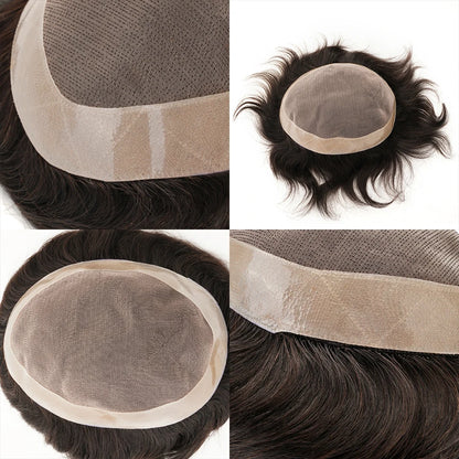 MEN'S SENSE BEAUTY Mono Durable Human Hair Toupee Men Breathable Male Hair Prosthesis Capillary Men 130% Density 6" Male Wig Systems Free Shipping