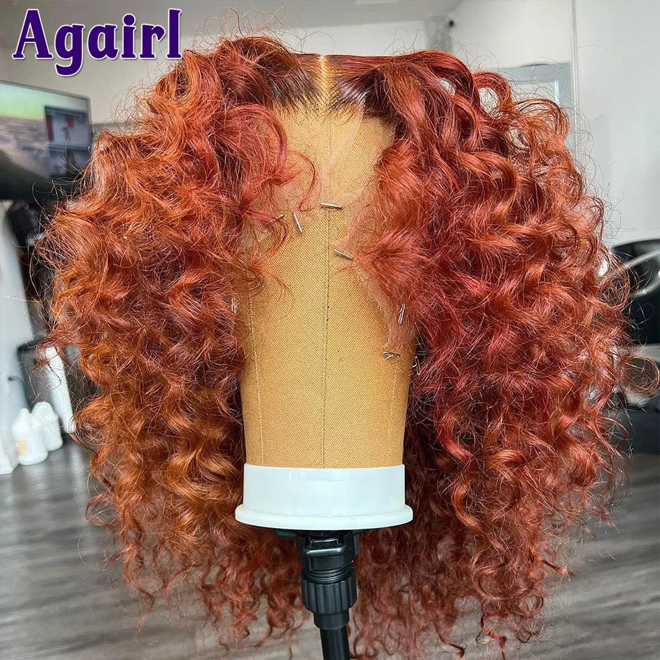 Short SENSE Orange Brown 13x6 Deep Curly Short Bob Human Hair Wigs 13x4 Water Wave Lace Frontal Bob Wigs Reddish Brown 5X5 Lace Closure Wigs