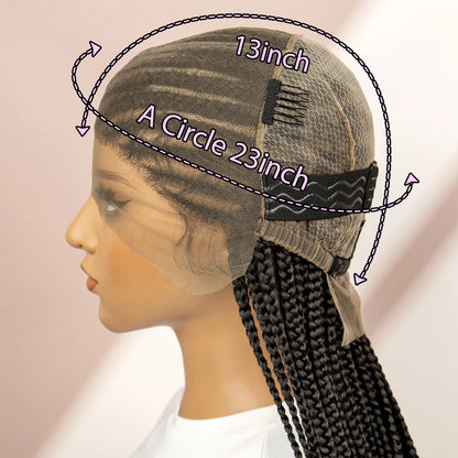 Braids SENSE Full Lace Synthetic Braided Wigs Lace Frontal Box Braids Wigs with Baby Hair 36 Inches for Black Women Daily Use Natural Look