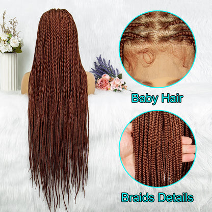 Braids SENSE Synthetic Transparent HD Full Lace Braided Wigs For Black Women Crochet Braid Braiding Hair Knotless Box Cornrow Braids Wigs