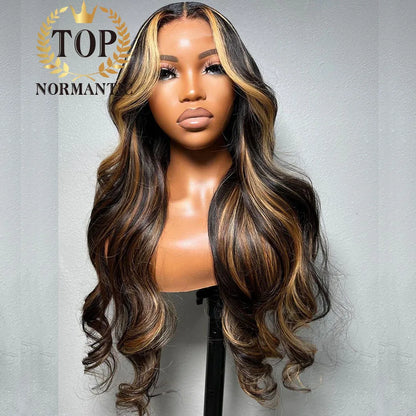 Lace wigs Topnormantic Highlight Blonde Color 13x4 Lace Front Wig with Middle Part Transparent Lace 4x4 Closure Wigs with Baby Hair