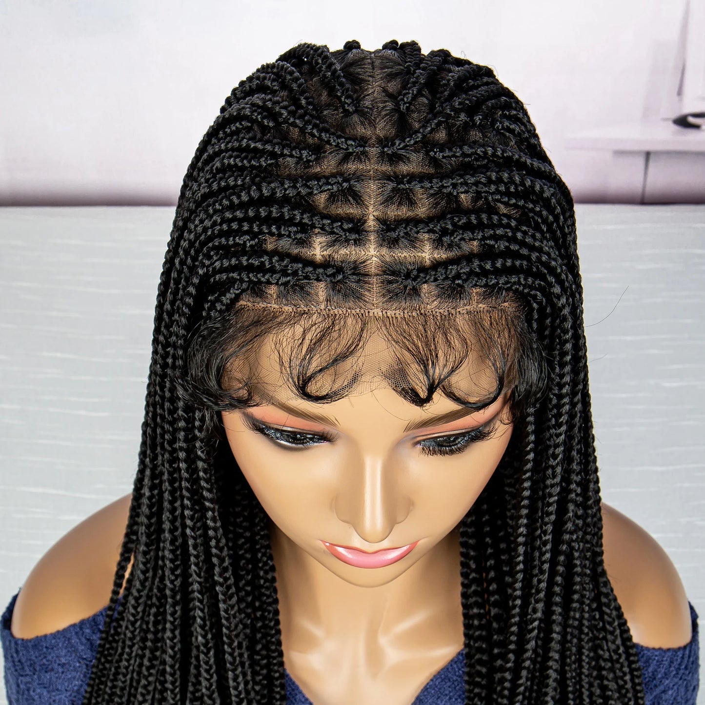 Braids SENSE Full Lace Micro Braids Wigs Synthetic Box Braided Wigs with Baby Hair Lace Wigs Synthetic Lace Front Wigs 24 Inches Braiding Wig