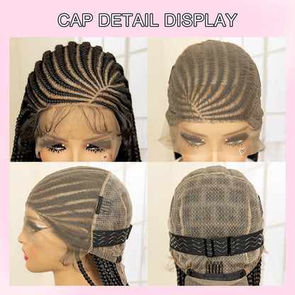 Braids SENSE Full Lace Cornrow Braided Wigs for Black Women Handmade Synthetic Long Box Braided Wig with Baby Hair Lace Front Braids Wigs