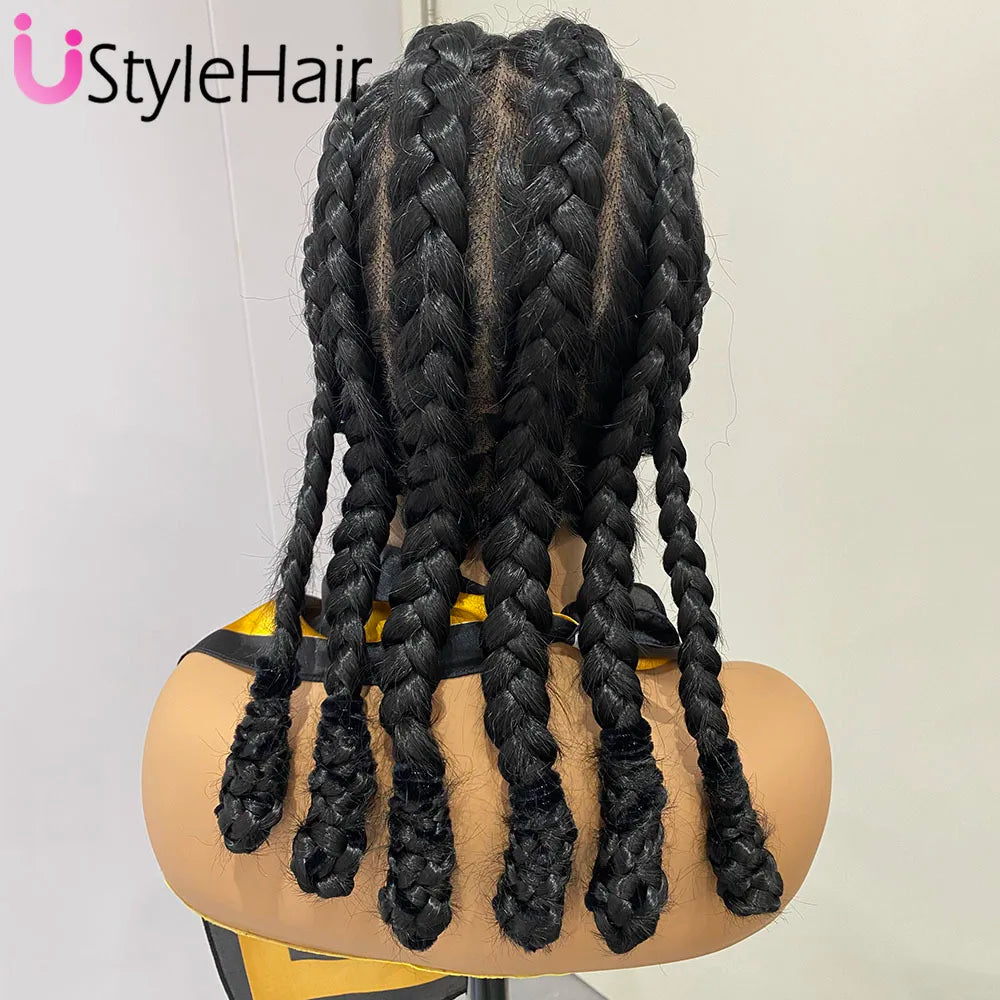 Braids SENSE Synthetic Full Lace Braids Wig for Black Women Shoulder Length Braided Lace Front Wigs Black Daily Used Wig Heat Resistant Hair