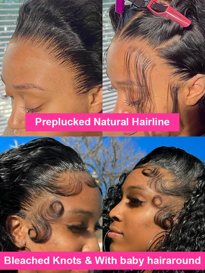 Lace wigs Deep Wave Frontal Wig 13x6 HD 250 Density Lace Curly Wigs 34 36 Inches Human Hair Wig 100% Human Hair Lace Frontal Wig Loose Wig