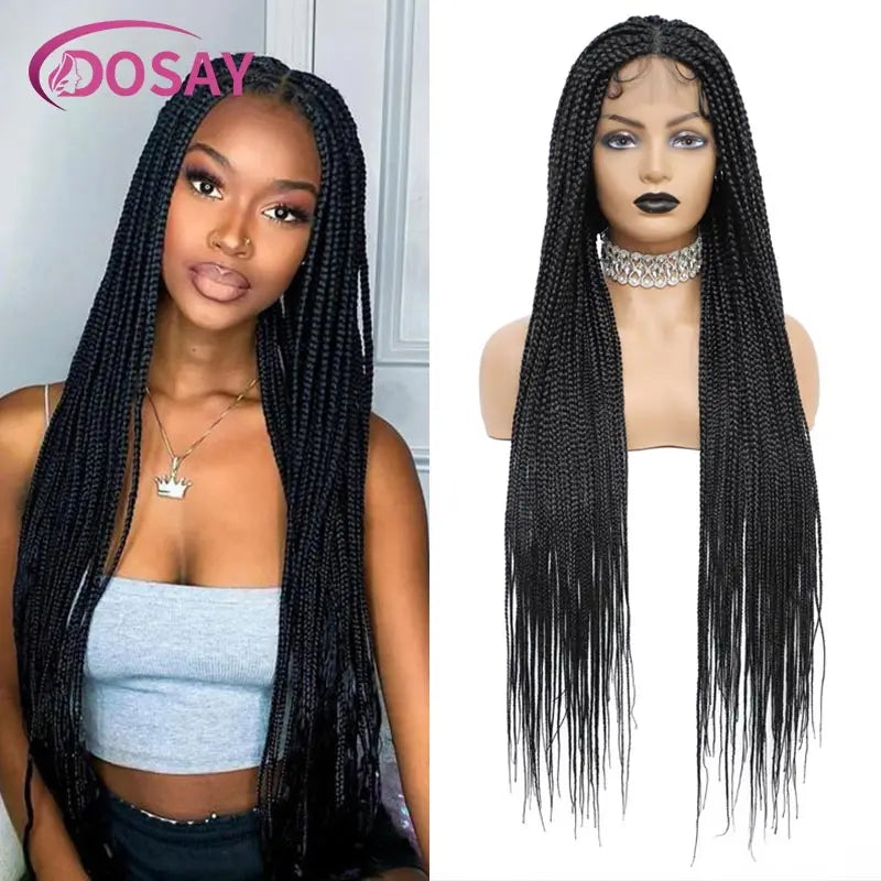 Braids SENSE Synthetic Long Box Braided Wigs Knotless Lace Frontal Cornrow Braids Wig Goddess Full Lace Front Braided Wigs For Black Women