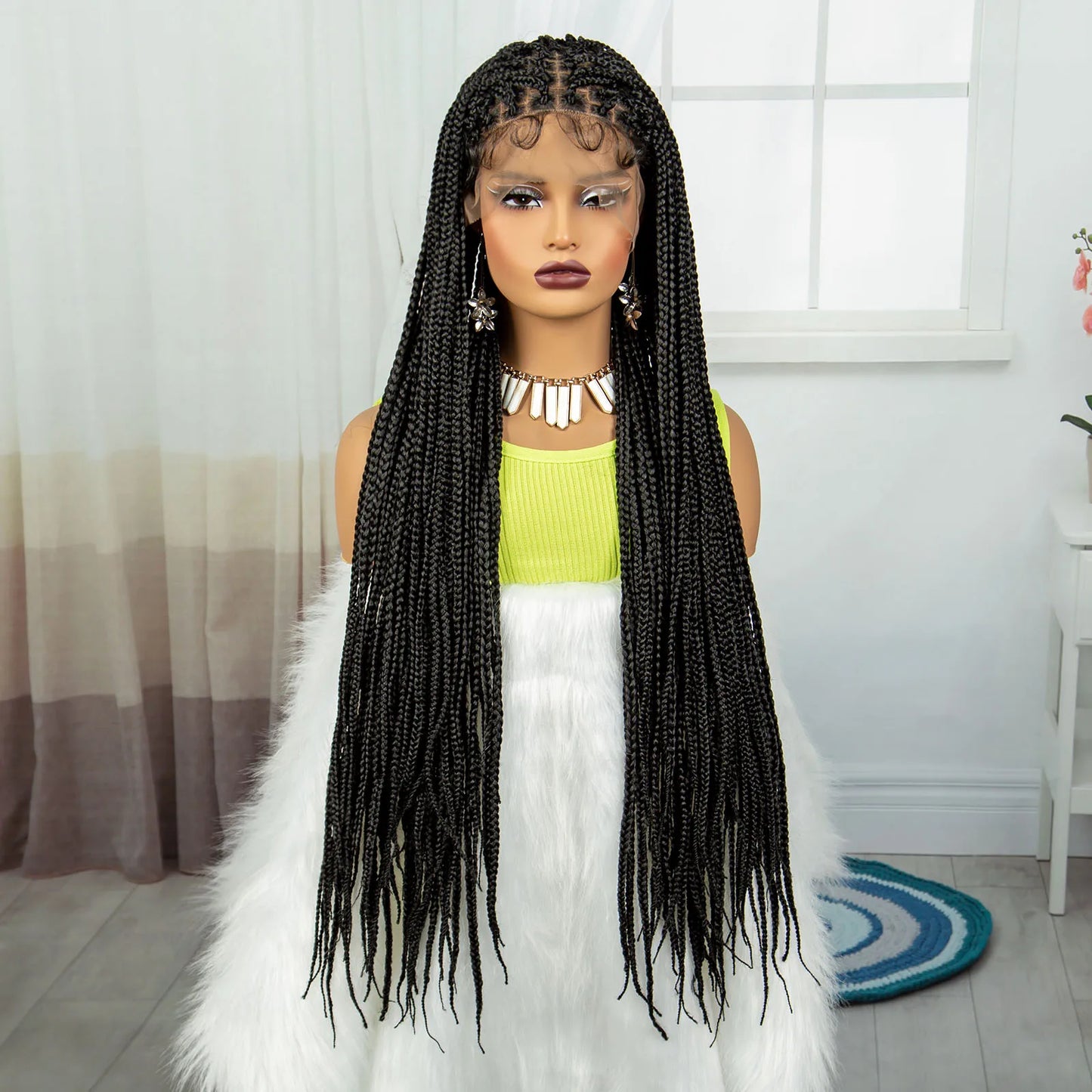 Braids SENSE Synthetic Box Braided Wigs with Baby Hair for Black Women Lace Front Braids Wigs Lace Wigs Long Braiding Hair Wigs